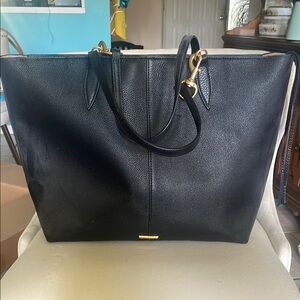 Rebecca Minkoff Black Leather Tote with Gold Accents